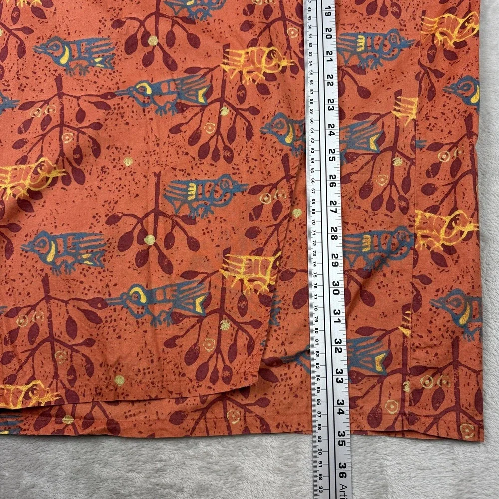 Peruvian Connection Skirt Womens 14 Orange Bird Print Wrap Pima Cotton Midi Boho